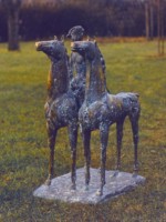 Reiter mit zwei Pferden im Garten Wünschelburg - FG WR.