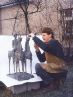 Arbeit an der Plastik im Garten Wünschelburg - FG unbkt.