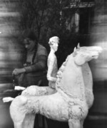 Gips-Modell der Plastik Reiter mit zwei Pferden - FG LH.