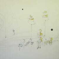 Entwurf Modell in Kupfer Gr.48x36