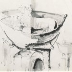 Entwurf Plastik Gefäß mit Fabelwesen 1974